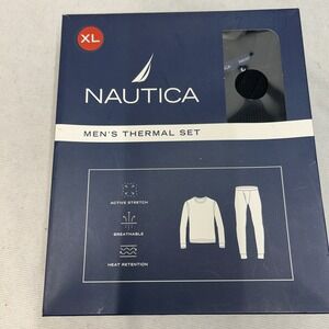 Men's Thermal Set NIB Black Size XL Nautica Long Sleeve Crew Neck Top Bottom